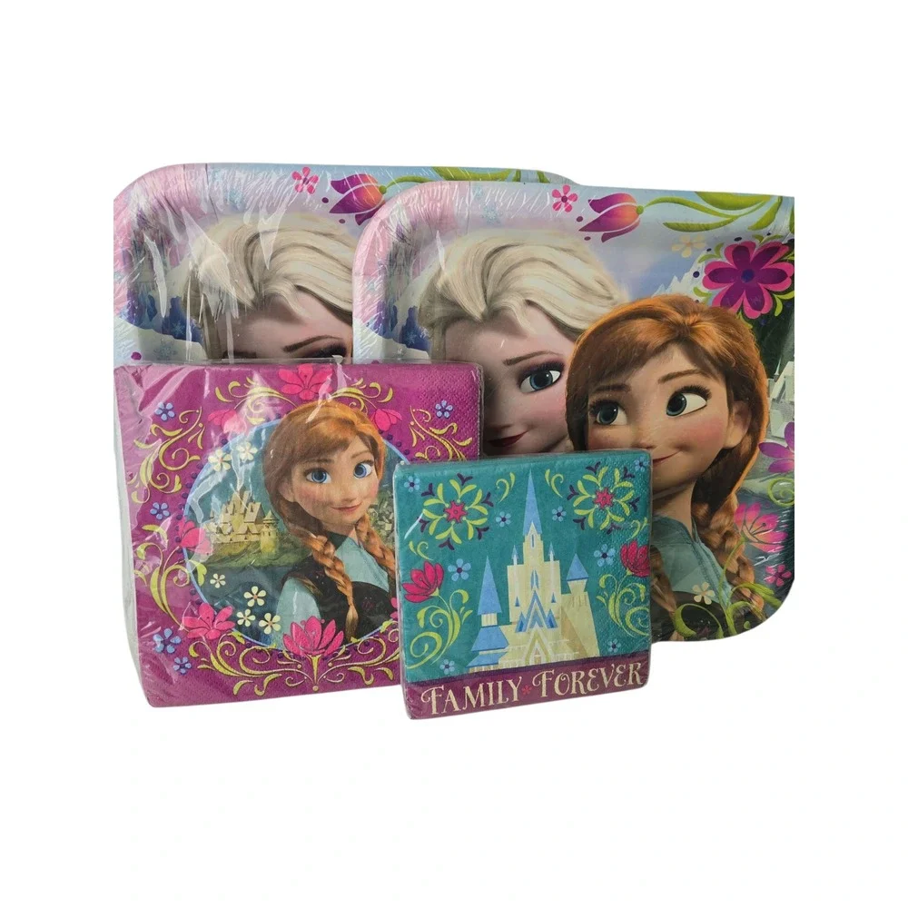 Lot of Disney FROZEN Birthday Party Pack Plates & Napkins‎ For 16 Party Supplies